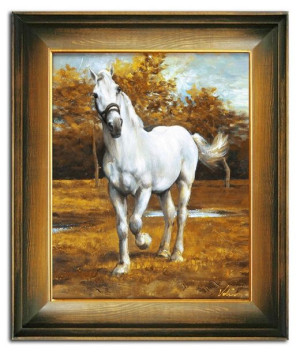 Obraz olejny ręcznie malowany 53x64cm Konie