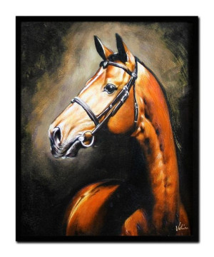 Obraz olejny ręcznie malowany 43x53cm Konie