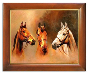 Obraz olejny ręcznie malowany 53x64cm Konie