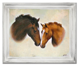 Obraz olejny ręcznie malowany 46x56cm Konie