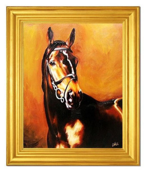 Obraz olejny ręcznie malowany 53x64cm Konie