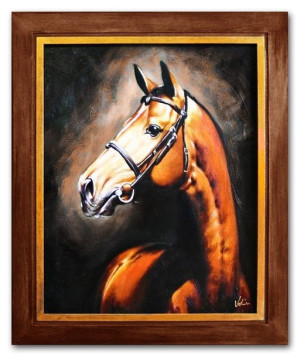 Obraz olejny ręcznie malowany 53x64cm Konie