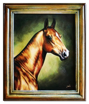 Obraz olejny ręcznie malowany 53x63cm Konie