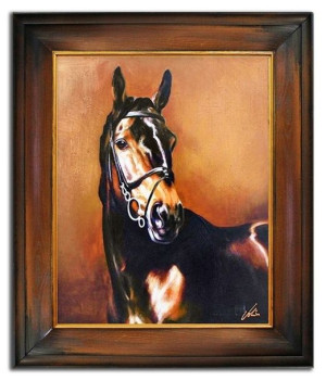 Obraz olejny ręcznie malowany 53x63cm Konie