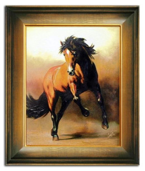 Obraz olejny ręcznie malowany 53x64cm Konie