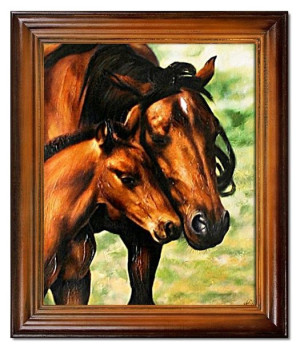 Obraz olejny ręcznie malowany 53x64cm Konie