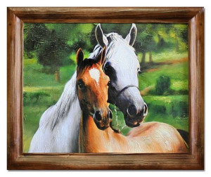 Obraz olejny ręcznie malowany 53x64cm Konie