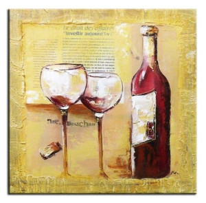 Obraz olejny ręcznie malowany na płótnie 60x60cm wino