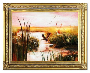 Obraz olejny ręcznie malowany na płótnie 49x39cm Józef Chełmoński Kurka Wod