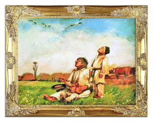 Obraz olejny ręcznie malowany na płótnie 47x37cm Józef Chełmoński Bociany k