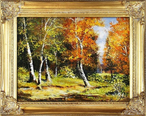 Krajobraz leśna polana ręcznie malowany na płótnie 37x47cm