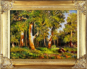 Krajobraz las ręcznie malowany na płótnie 37x47cm