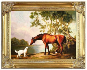 Obraz olejny ręcznie malowany 37x47cm Konie
