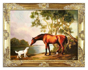 Obraz olejny ręcznie malowany 37x47cm Konie
