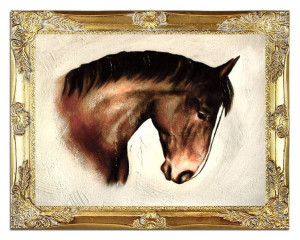 Obraz olejny ręcznie malowany 37x47cm Konie