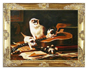 Obraz olejny ręcznie malowany 37x47cm Kotek