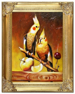 Obraz olejny ręcznie malowany 37x47cm Papuga