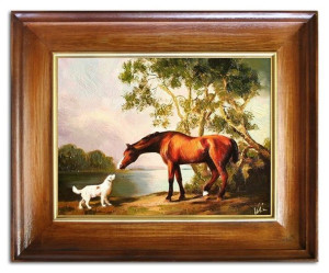 Obraz olejny ręcznie malowany 46x56cm Konie