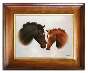 Obraz olejny ręcznie malowany 46x56cm Konie