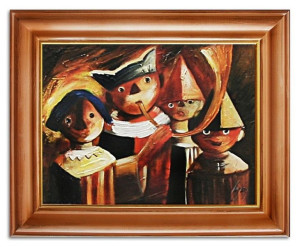Obraz olejny ręcznie malowany na płótnie 47x37cm Tadeusz Makowski Dzieci z