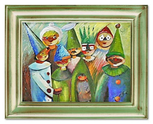 Obraz olejny ręcznie malowany na płótnie 47x37cm Tadeusz Makowski Maskarada