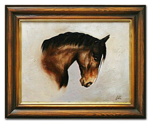 Obraz olejny ręcznie malowany 37x47cm Konie