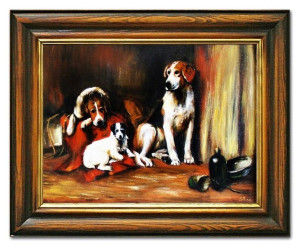 Obraz olejny ręcznie malowany 37x47cm Pies