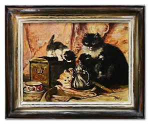 Obraz olejny ręcznie malowany 37x47cm Kotek
