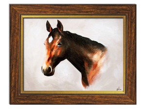 Obraz olejny ręcznie malowany 37x47cm Konie