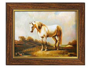 Obraz olejny ręcznie malowany 37x47cm Konie