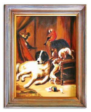 Obraz olejny ręcznie malowany 37x47cm Pies