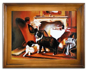 Obraz olejny ręcznie malowany 37x47cm Pies