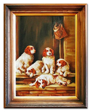 Obraz olejny ręcznie malowany 37x47cm Pies