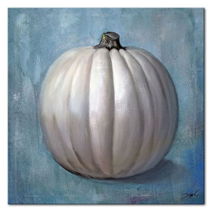 Obraz olejny ręcznie malowany na płótnie 40x40cm dynia