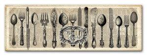 Obraz do kuchni sztućce retro 150x50cm