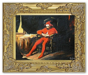 Obraz olejny ręcznie malowany na płótnie 27x32cm Jan Matejko Stańczyk kopia