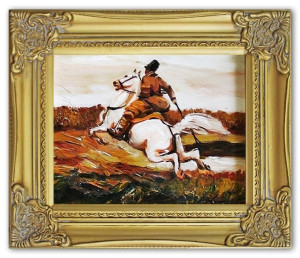 Obraz olejny ręcznie malowany na płótnie 27x32cm Józef Chełmoński Kozak w s