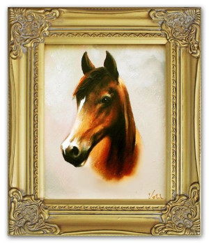 Obraz olejny ręcznie malowany 27x32cm Konie