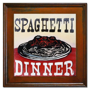 Obraz olejny ręcznie malowany na płótnie 40x40cm spaghetti