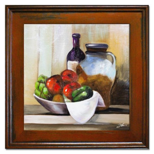 Obraz olejny ręcznie malowany na płótnie 40x40cm warzywa