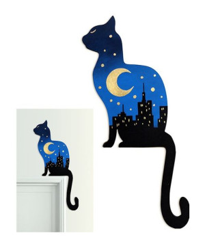 Kot do powieszenia nad drzwi nocny 64x19cm Obraz olejny ręcznie malowany
