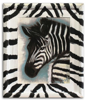 Obraz olejny ręcznie malowany 27x32cm Zebra