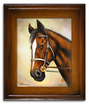 Obraz olejny ręcznie malowany 27x32cm koń