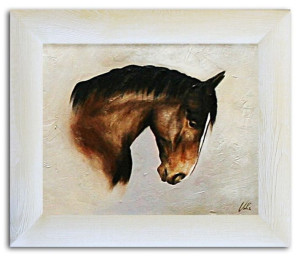 Obraz olejny ręcznie malowany 27x32cm Koń