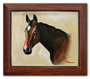 Obraz olejny ręcznie malowany 26x31cm Koń