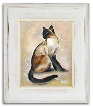 Obraz olejny ręcznie malowany 27x32cm Kotek