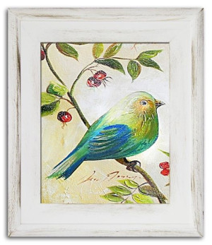 Obraz olejny ręcznie malowany 26x31cm Ptaszek
