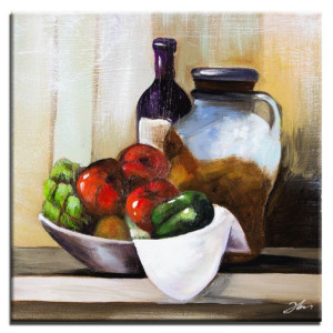 Obraz olejny ręcznie malowany na płótnie 30x30cm warzywa