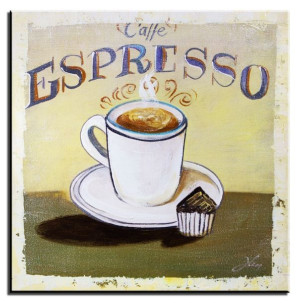 Obraz olejny ręcznie malowany na płótnie 30x30cm filiżanka espresso