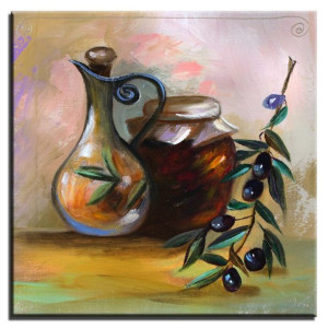 Obraz olejny ręcznie malowany na płótnie 30x30cm powidła
